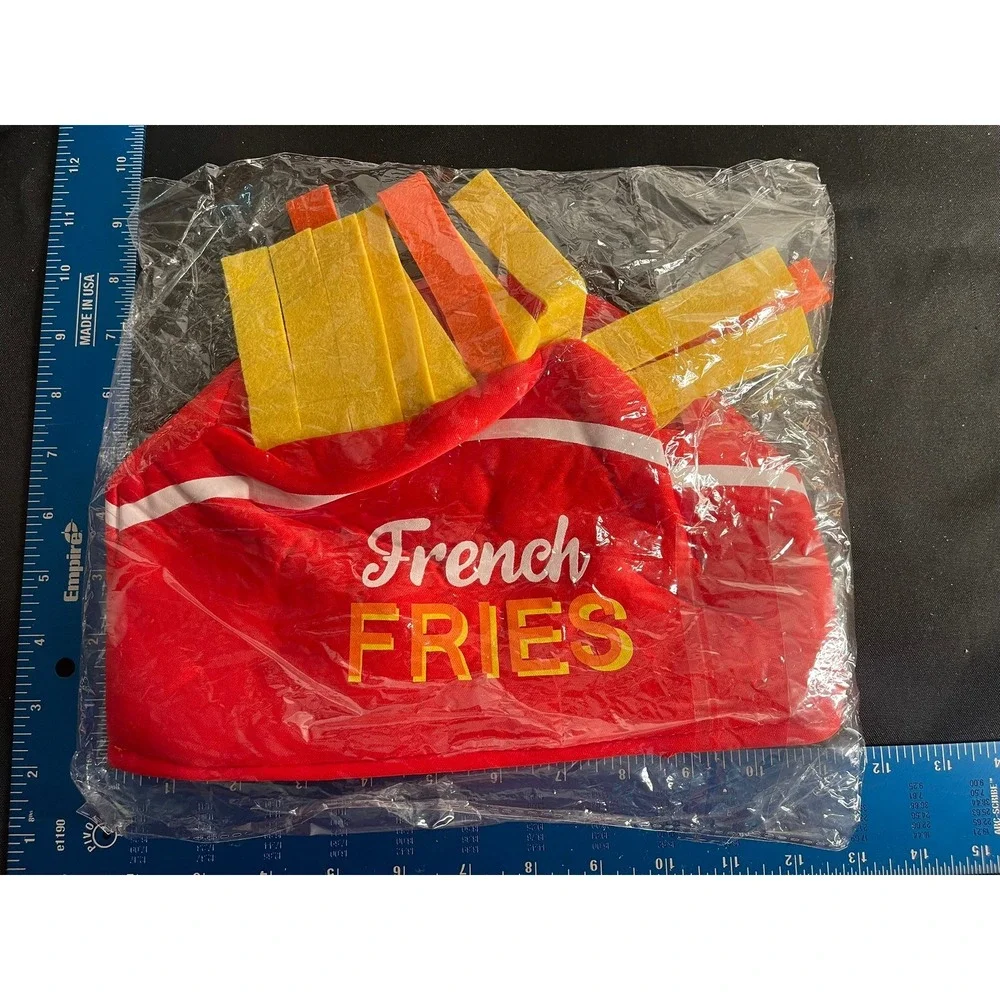 Novelty French Fries Costume Hat Red Fast Food Plush Party‎ Accessory One Size